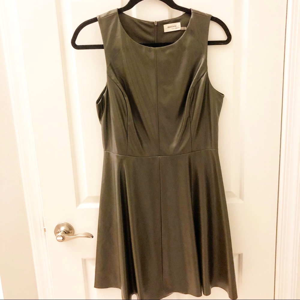 Rhyme Los Angeles Hunter Green Leather Dress M